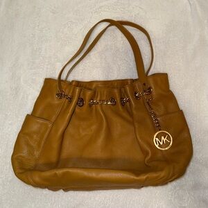 Michael Kors leather marigold Jet Set chain ring tote purse